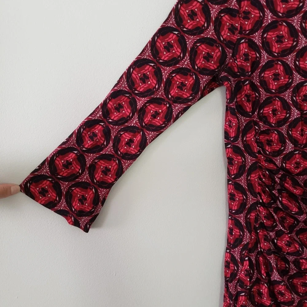 Tory‎ Burch Ruched Sheath Statement Dress SMALL Preppy Chic Career Stretch Artsy
